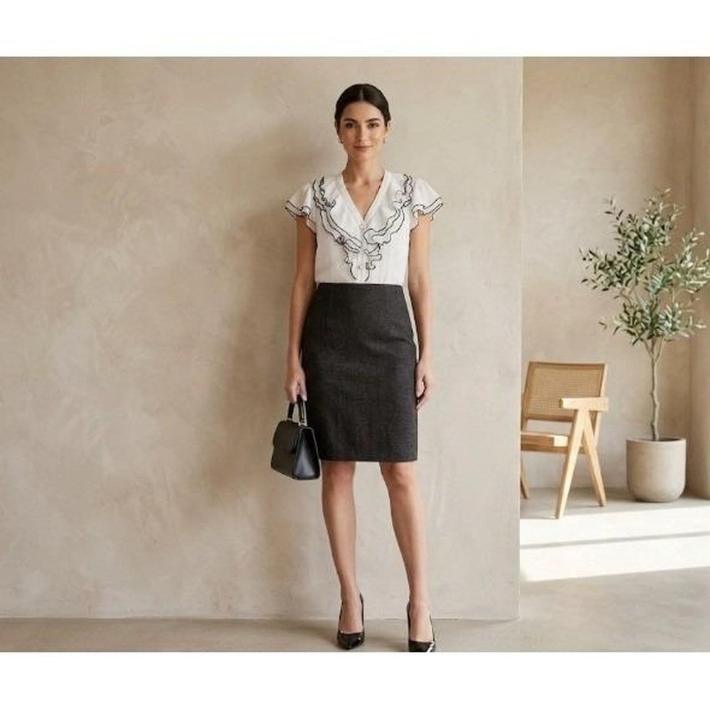 Bcx Women's White and Grey Work-dresses